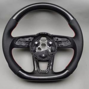 Volant en cuir et fibre de carbone noire pour <span class=keywords><strong>Audi</strong></span> B8 S3 S4 S5 RS3 RS4 RS5 B8.5 8P 8V B9 C7 A6 A7 RS6 RS7 A8 S6 S7 A4 A6 - Product Image 1
