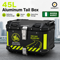 Boîte à bagages pour moto, étanche, anti-poussière, légère, en alliage d'aluminium de haute qualité, 45L, verrouillable, adaptable à tous les modèles, fabriqué en Chine