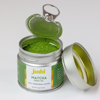 Récipient en métal vide de fantaisie utilitaire complet personnalisé pour thé Matcha boîte d'emballage étanche verte en métal avec tirette