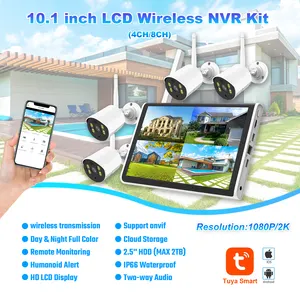 Nhà Máy Giá 10.1inch 4 kênh CCTV Hệ thống Camera NVR Bộ dụng cụ với tuya wifi thông minh Máy Ảnh Bộ dụng cụ cho giám sát