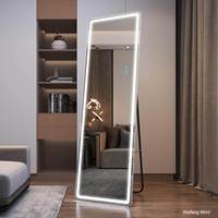 Miroir de maquillage sur pied LED intelligent personnalisé, grand format, décoratif, avec écran LED et interrupteur IR, design moderne mural