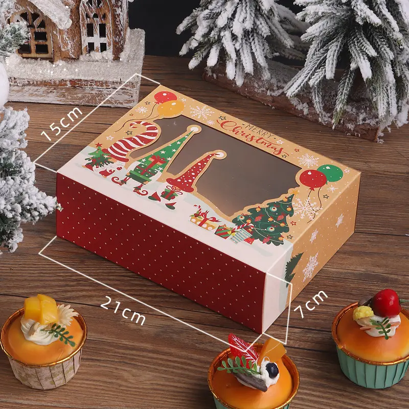 Best Selling Christmas Cookie Boxes Portable Candies Baking Cupcake Muffin Boxes Gift Storage Boxes