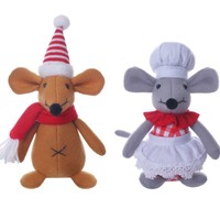 JQ Meilleures ventes transfrontalières : Ensemble de figurines de souris à longues pattes en feutre faites à la main, style couple, pour décoration de Noël et de la maison