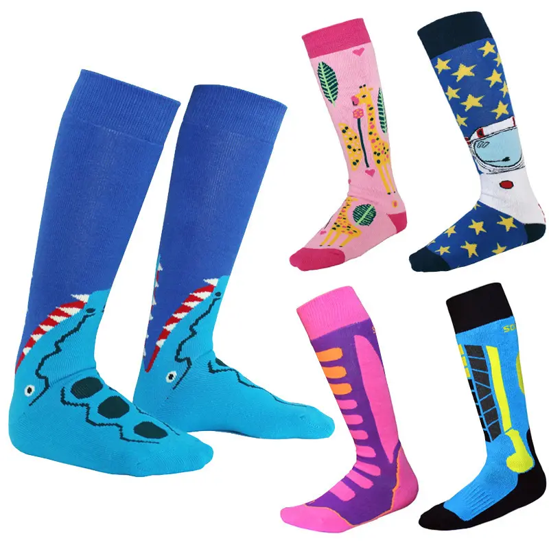 2024 ski Sock Colorful Funny Thick Knee High Long Thermal Athletic Soccer Football Parent Children warn terry Ski Socks