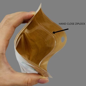 Tùy chỉnh in cấp thực phẩm đứng lên Túi giấy Kraft Ziplock có thể khóa lại với cửa sổ túi trà sinh thái thân thiện cho thức ăn vật nuôi & thạch - Product Image 6