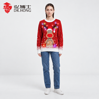Pull de Noël 2026 personnalisé à motifs flocons de neige tricotés, avec lumières LED intégrées, motif cerf amusant, idéal pour le Nouvel An