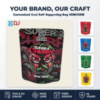 Sachets Mylar noirs de qualité supérieure, anti-odeur, format 3.5, pour bonbons gélifiés aux baies rouges, type « Angry Cherry »