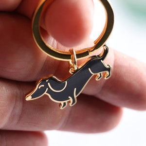 Porte-clés d'illustration de teckel animal mignon en acier inoxydable 316l Pvd plaqué or 18 carats bijoux émail porte-clés <span class=keywords><strong>chien</strong></span> coloré - Product Image 4