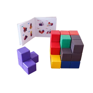 Sangat sulit 3D jigsaw puzzle anak-anak mainan kecerdasan kubus kayu bangunan Soma blok mainan pendidikan 5 tahun +