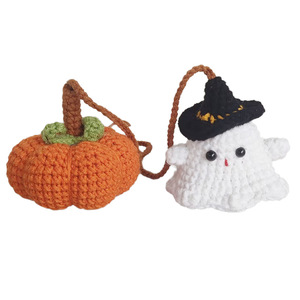 Crochet xe gương treo phụ kiện Halloween bí ngô và ma Phụ Kiện Xe Hơi handmade đan phụ kiện gương chiếu hậu - Product Image 4