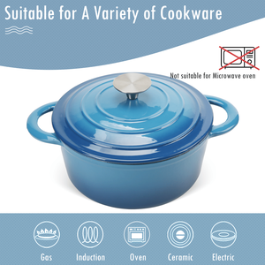 Cocotte en fonte émaillée Db Cookwin 5Qt avec couvercle en verre céramique pour le camping et la cuisine - Product Image 3
