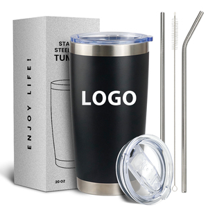 Gobelet <span class=keywords><strong>isotherme</strong></span> <span class=keywords><strong>à</strong></span> double paroi en acier inoxydable noir avec logo personnalisé, 20 oz, revêtement poudré, <span class=keywords><strong>tasse</strong></span> <span class=keywords><strong>à</strong></span> <span class=keywords><strong>café</strong></span> thermique, gobelet de voyage avec couvercle - Product Image 1