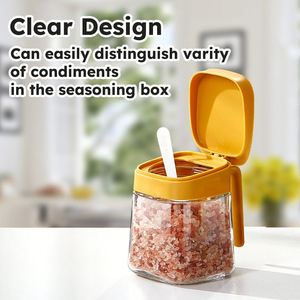 Glass Seasoning <b>Jar</b> Clear <b>Spice</b> Condiment Square Salt Sugar Pepper Herbs Storage Container Condiment Pots <b>Jars</b> for Kitchen - Product Image 5