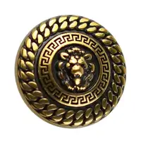Toptan altın Vintage düğme yuvarlak sap kabartmalı altın aslan başkanı Metal düğmeler dikiş erkekler Blazer