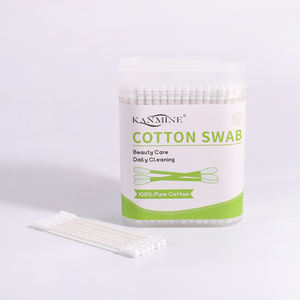 Écouvillons en coton blancs à double vissement, sans éclats, 200 pièces, avec tige en papier et boîte carrée, échantillons gratuits - Product Image 4