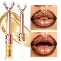 Vente flash - Gloss à lèvres argenté scintillant en forme de cerf - Huile à lèvres hydratante - Gloss liquide brillant longue tenue - Cosmétique OEM à étiquette privée