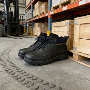 Men's Black Genuine Leather Light Office & Career Anti-Slip <b>Safety</b> <b>Work</b> <b>Shoes</b> Square Toe Slip-On All Seasons - Product Image 3