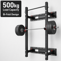 Rack de Squat Mural Pliable Multifonctionnel, Machine Smith, Cage de Musculation, Équipement d'Entraînement de Force pour la Maison