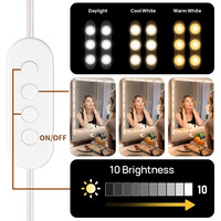 Lampes de courtoisie USB à intensité variable Ampoule de miroir de maquillage 3CCT LED avec gradateur Miroir de maquillage transfrontalier auto-adhésif