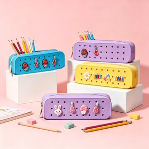 Étui à crayons en silicone de qualité supérieure en gros, étui à crayons créatif DIY pour les élèves du primaire et du secondaire - Product Image 1