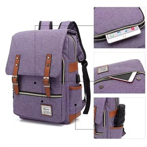 Custom Water Resistant College Travelling <b>Backpack</b> Casual Day Packs Vintage 15.6 Inch Laptop <b>Backpack</b> Usb Charging Port <b>Backpack</b> - Product Image 5