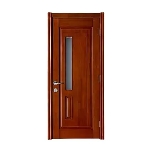 1 lite fixed glass oak color wooden kitchen entrance door model