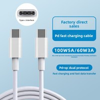 Kabel Pengisian Daya Ponsel-ke-Perangkat yang Kompatibel 100W Pengisian Cepat Kabel Data PD Konektor Tipe-C untuk Laptop