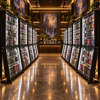 Vitrine d'exposition pour cartes à collectionner en métal avec éclairage LED, durable, anti-poussière, grande capacité, étagères multi-niveaux, pour magasin de cartes, boutique, vente au détail