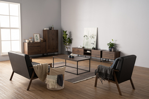 Heavy-Duty Walnut Colour CAPRI Coffee Table Industrial Metal Frame Large Rectangular Center Table for Living Room Entertainment - Product Image 5