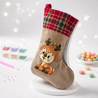 Kits de peinture diamant DIY pour chaussettes de Noël et sacs cadeaux, chaussettes festives, mosaïque à perforation partielle avec outils