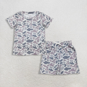 Conjunto de ropa de verano para bebés y niños, camisa de manga corta con bolsillos de camuflaje y pantalones cortos - Product Image 2