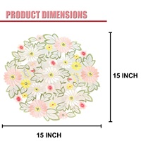 Napperons ronds brodés en gros, motif marguerites printanières, 15 pouces, pour la maison, la cuisine, la salle à manger, décoration de table d'été, style ajouré