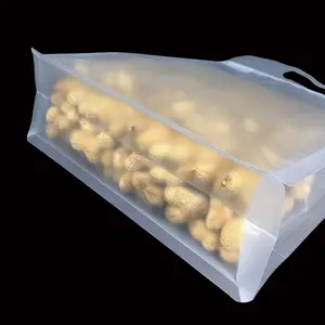 Atacado Bolsa De Fundo Liso Transparente Resealable Ziplock Malotes De Armazenamento De Plástico Com Alça Malotes Impermeáveis Saco De Embalagem