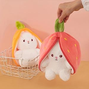Marioneta de tela de metamorfosis de conejo de fresa suave lindo conejo de zanahoria muñeco de peluche de algodón sin cremallera juguete de peluche gratis-regalo - Product Image 2