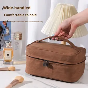 Bolsa de <span class=keywords><strong>Maquillaje</strong></span> de Viaje de Gran Capacidad, con Asa Superior <span class=keywords><strong>y</strong></span> Cremallera, Diseño de Piel de Oveja Sintética, de Alta Gama, <span class=keywords><strong>para</strong></span> Organizar Cosméticos - Product Image 1