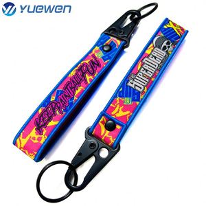 Wholesale Embroidery Nylon Fashion Colorful Cool Design Keytag High Quality <b>Polyester</b> Custom <b>Lanyard</b> Woven Keychain - Product Image 2