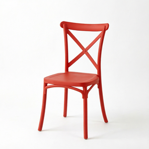 Chaise à dossier croisé TM12 rouge vif |   Siège de bistrot festif toutes saisons - Product Image 1