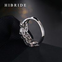 HIBRIDE classique goutte d'eau CZ femmes anneaux de mariage Zircon 3 broches réglage bague de fiançailles dames fête cadeaux QSP0010-128