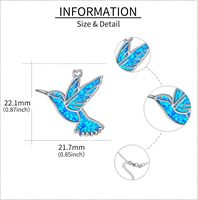 Collier pendentif colibri en argent sterling 925 avec opale plaqué rhodium bijoux cadeau pour femme maman pour les amoureux des colibris