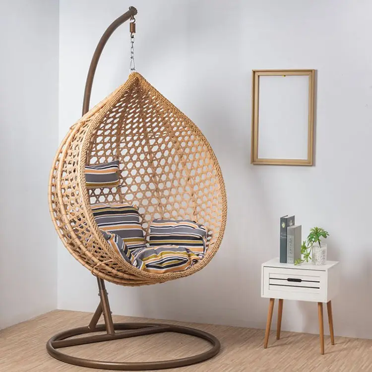 Hot Sell Outdoor Hanging Rattan Egg Chair Leisure Wicker Patio Swing Chair