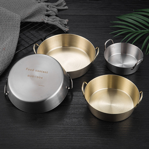 Olla de Acero Inoxidable 201 de Estilo Coreano, con Doble Asa, Antiadherente, Diseño Moderno, para Salsas, Sopas, Caldos, Arroz y Vino, Color Plateado, Uso Comercial - Product Image 3