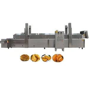 Continuous conveyor belt donut fryer gas thermal oil fryer good fish frying