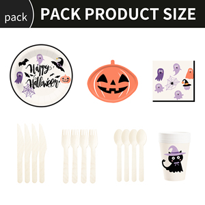 DAMAI Halloween Black Hat and Pumpkin Tableware Set and Disposable Paper Dinner Plates Dessert Plates Tableware Sets - Product Image 6