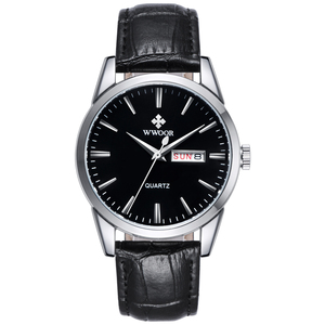 Montre-bracelet à quartz pour homme en or, bracelet en cuir, fenêtre calendrier, 39 mm, étanche, style affaires, vente en gros, offre spéciale - Product Image 3