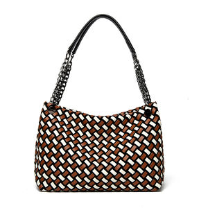 Bolso de Mano Personalizable de Diseño con Patrón Tejido, Bolsos de Hombro de Cuero PU para Mujer, Bolsos Modernos - Product Image 4