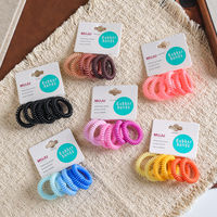 MUJU B537 Lot de 6 élastiques à cheveux en TPU en spirale de 3,5 cm, style fil téléphonique, ensembles dégradés de 6 couleurs, avec carte logo personnalisée, prêt à la vente au détail