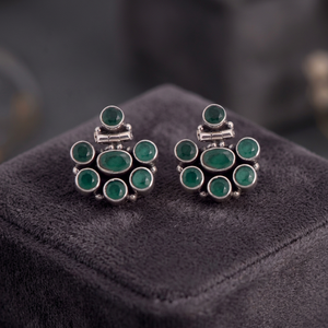 Pendientes de Plata de Ley 925 con Circonita Cúbica Verde en Forma de Flor, Joyería Fina para Niñas y Mujeres, Venta al Por Mayor - Product Image 3
