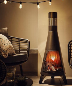 160cm Outdoor Wood Burning Steel Fire Pit <strong>Chimnea</strong> with Cooking Grid Eco-Friendly 15000-39999 BTU Heating - Product Image 6