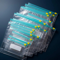 Sac en plastique transparent LDPE de qualité alimentaire, épaisseur 0,1 mm, avec fermeture éclair coulissante et étiquette inscriptible pour le stockage des aliments
