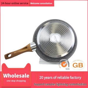 Sartenes Panci antiadherentes de piedra médica de alta calidad, utensilios de cocina, sartén de aluminio de 20cm con mango de madera - Product Image 3